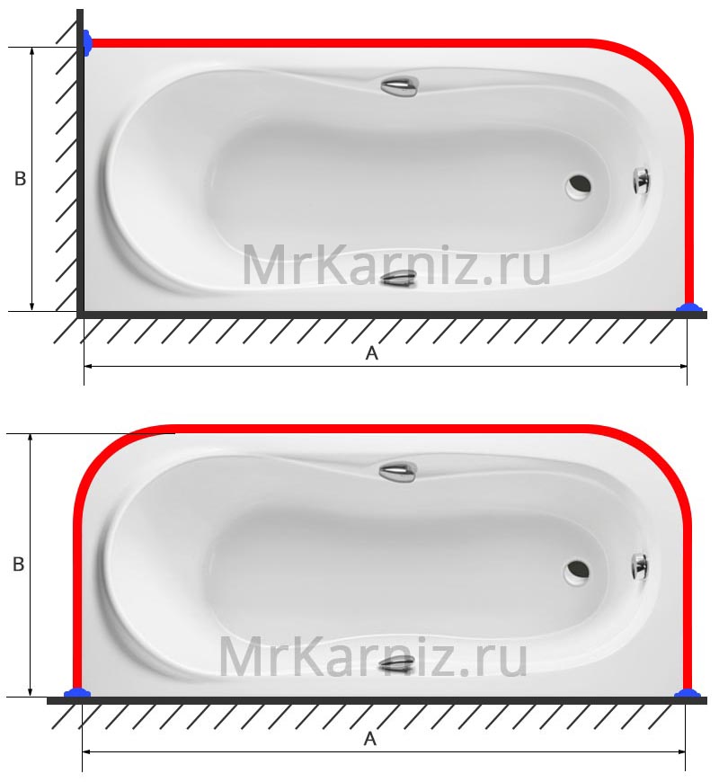 Увеличить Карнизы для ванн Г образной