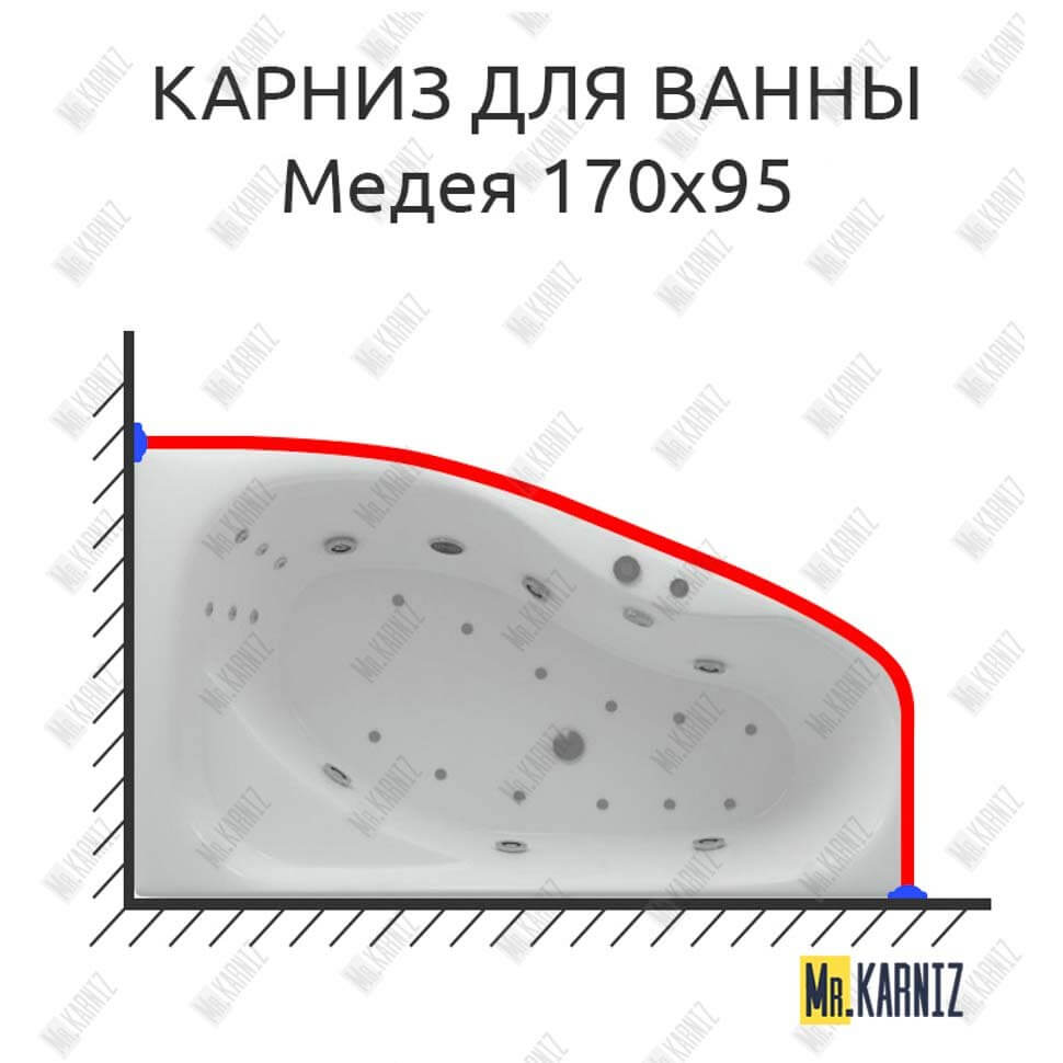 Карниз для ванны Aquatek Медея 170х95 Усиленный 25 мм MrKARNIZ