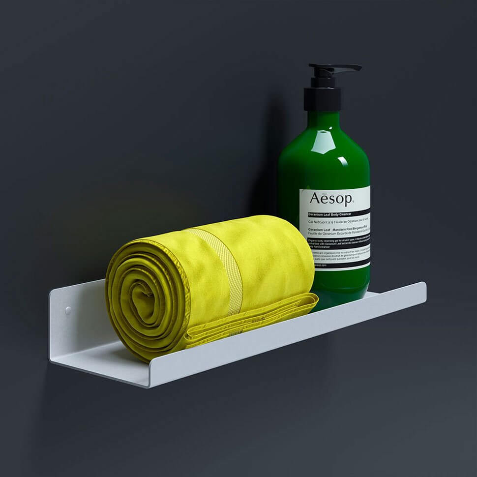 Настенная навесная полка для ванной комнаты 30x9x5 Белая