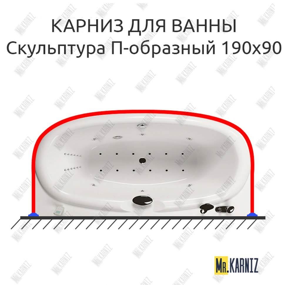 Карниз для ванны Aquatika Скульптура П-образный 190х90 Усиленный 20 мм MrKARNIZ