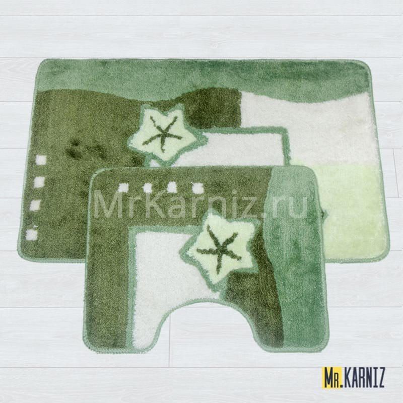 Комплект ковриков для ванной и туалета Морской зеленый