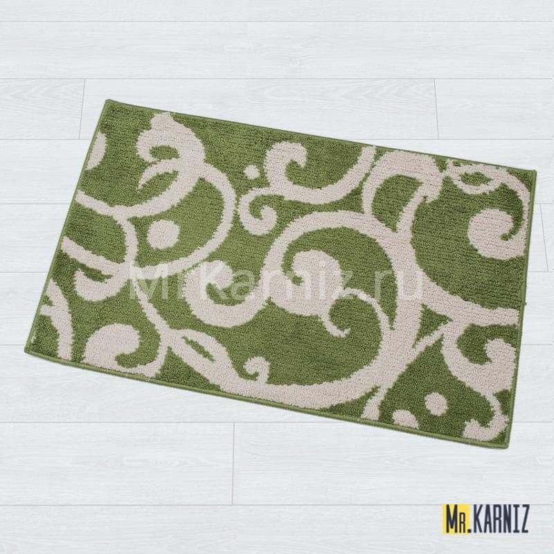 Коврик в ванную Узоры беж/зеленый