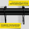 Карниз для ванной телескопический 110-210 см черный с кольцами фото 6