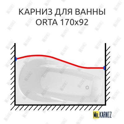 Карниз для ванны Alex Baitler Orta Передний борт 170х92 Усиленный 25 мм MrKARNIZ