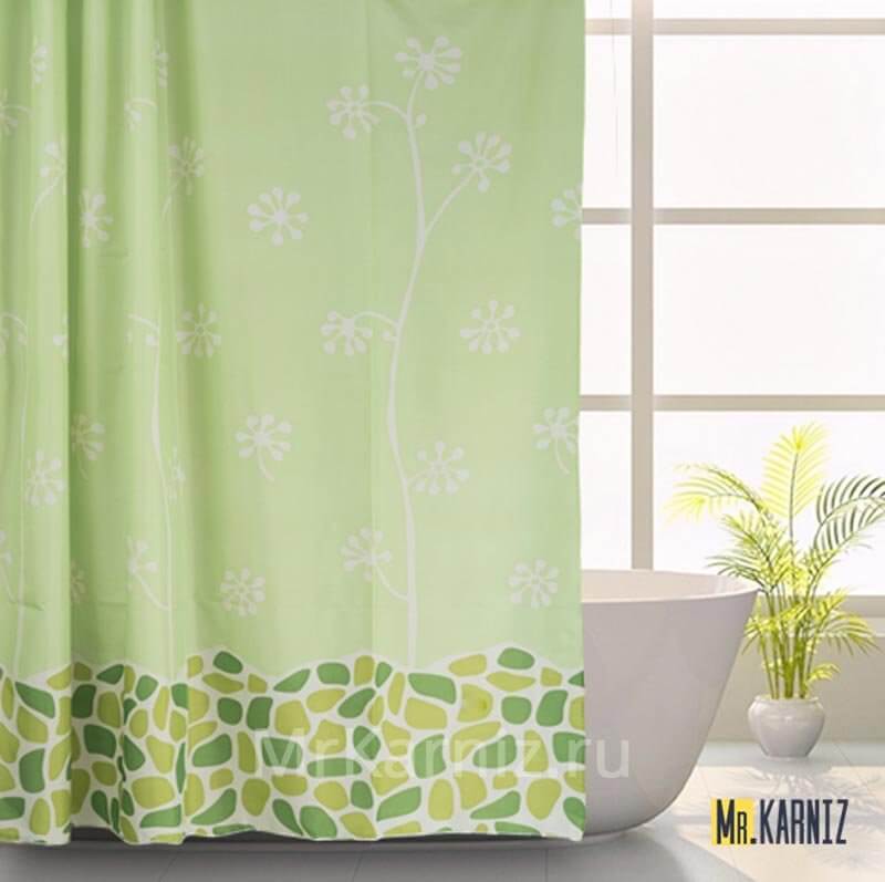 Штора для ванной Growing зеленая